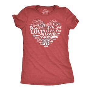 Womens Funny T Shirts Love Script Heart Cute Valentines Day Tee For Ladies